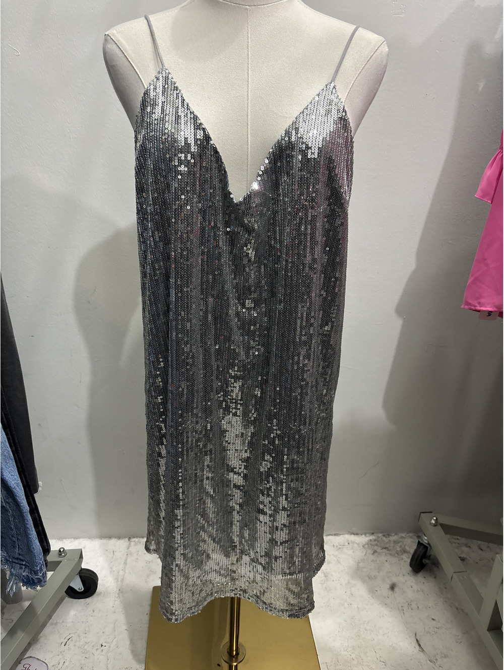 A New Day Silver Sequin Slip Dress